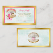 Carte D'accompagnement Mermaid Diaper Raffle Shell Pearles Or rose (Devant / Derrière)