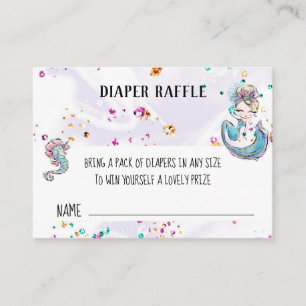 Carte D'accompagnement *~* Mermaid Sea Horse Baby Girl Raffle de couche