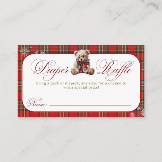 Carte D'accompagnement Merry Little Red Bow Christmas Plaid Diaper Raffle (Devant)