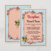Carte D'accompagnement Merveille de Réception de Mariage Fleur Lapin (Devant / Derrière)