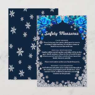 Carte D'accompagnement Mesure de sécurité flocon de roses bleues vives