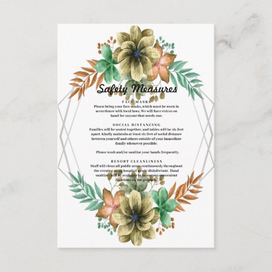 Carte D'accompagnement Mesure de sécurité florale à l'aquarelle jaune et  (Devant)