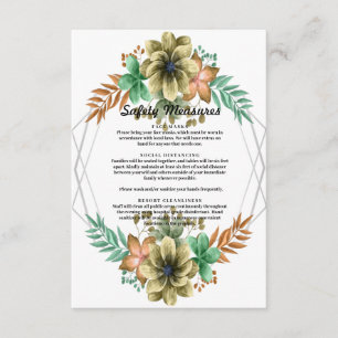 Carte D'accompagnement Mesure de sécurité florale à l'aquarelle jaune et 