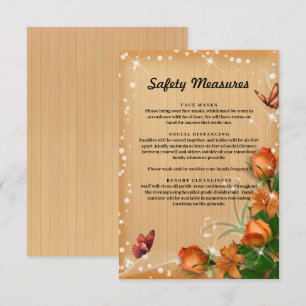 Carte D'accompagnement Mesure de sécurité papillon floral orange bois rus