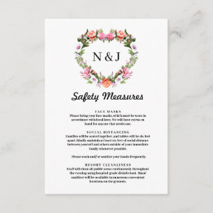 Carte D'accompagnement Mesure de sécurité pour cœur floral de rose romant