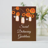 Carte D'accompagnement Mesure de sécurité pour pot Mason à fleurs orange  (Debout devant)