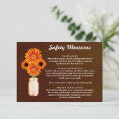 Carte D'accompagnement Mesure de sécurité pour pot Mason à fleurs orange (Debout devant)