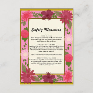 Carte D'accompagnement Mesures de sécurité botanique rose chic