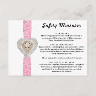 Carte D'accompagnement Mesures de sécurité de la dentelle rose Unicorne