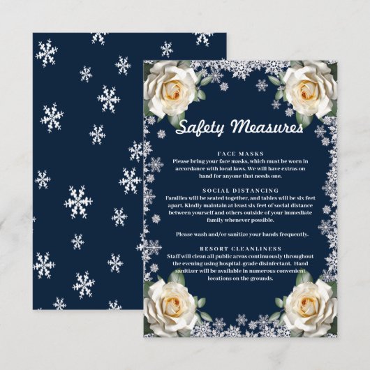 Carte D'accompagnement Mesures de sécurité de Noël flocon de neige roses (Devant / Derrière)