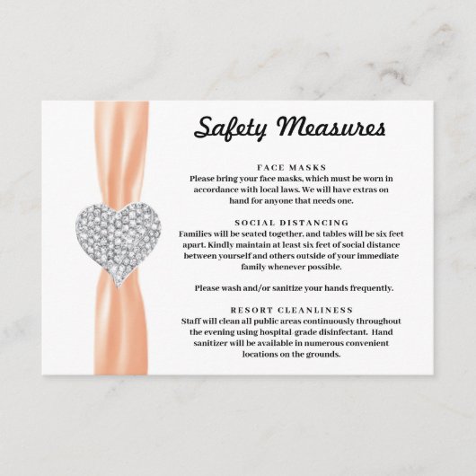 Carte D'accompagnement Mesures de sécurité Diamond Heart Orange Ribbon (Devant)