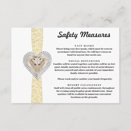 Carte D'accompagnement Mesures de sécurité en dentelle jaune Licorne (Devant)