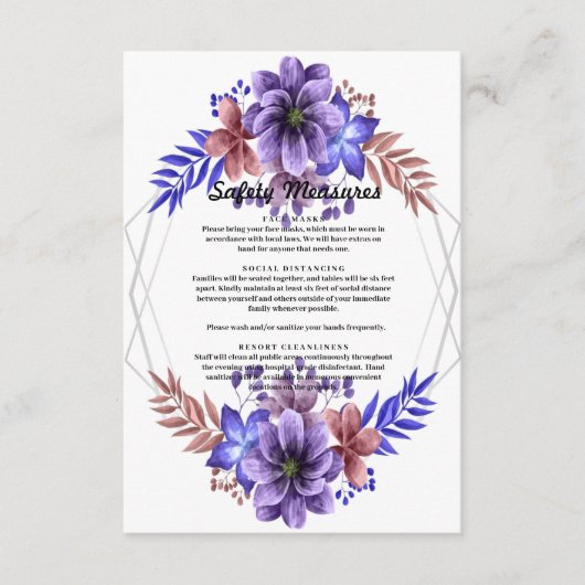 Carte D'accompagnement Mesures De Sécurité Florale De L'Aquarelle Violett (Devant)