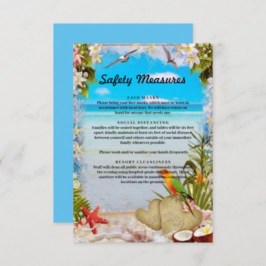 Carte D'accompagnement Mesures de sécurité florale des plages tropicales (Devant / Derrière)