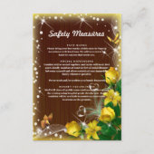 Carte D'accompagnement Mesures de sécurité florales jaunes en bois foncé  (Devant)