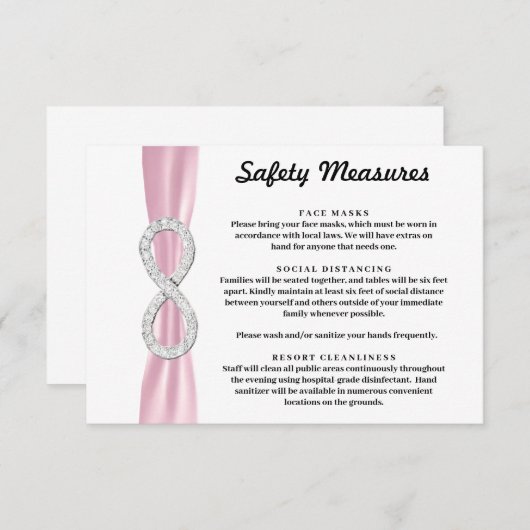 Carte D'accompagnement Mesures de sécurité Infinity Diamond Ruban Rose (Devant / Derrière)