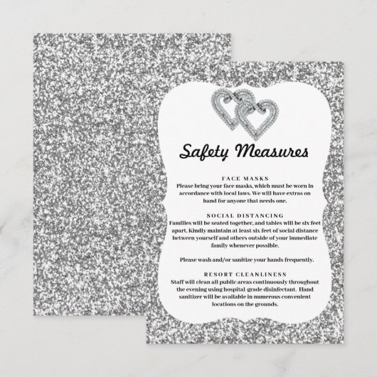 Carte D'accompagnement Mesures de sécurité pour cœurs en diamant avec pai (Devant / Derrière)