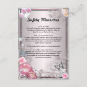 Carte D'accompagnement Mesures de sécurité pour fleurs roses et papillons (Devant)