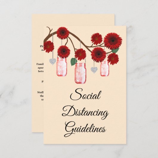 Carte D'accompagnement Mesures de sécurité pour le pot Mason aux fleurs r (Devant / Derrière)