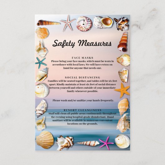 Carte D'accompagnement Mesures de sécurité pour les plages de sable tropi (Devant)