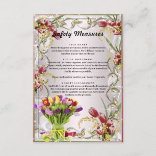 Carte D'accompagnement Mesures de sécurité pour mariage floral tulipe col