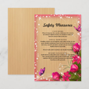 Carte D'accompagnement Mesures de sécurité pour papillon floral rose en b