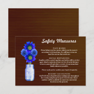 Carte D'accompagnement Mesures de sécurité pour pot Mason à fleurs bleu r