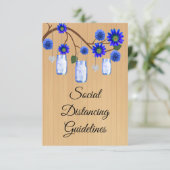 Carte D'accompagnement Mesures de sécurité pour pot Mason à fleurs bleues (Debout devant)