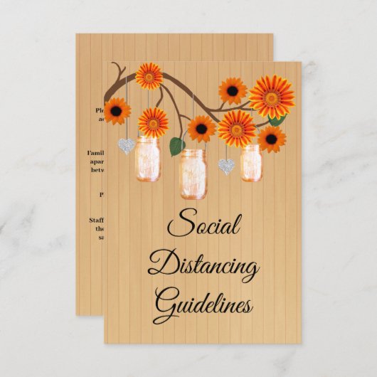 Carte D'accompagnement Mesures de sécurité pour pot Mason à fleurs orange (Devant / Derrière)