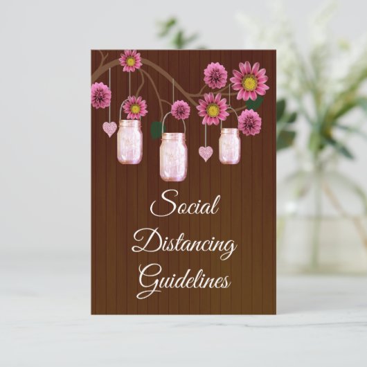 Carte D'accompagnement Mesures de sécurité pour pot Mason à fleurs rose r (Debout devant)