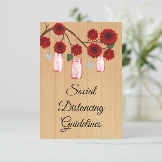 Carte D'accompagnement Mesures de sécurité pour pot Mason à fleurs rouge (Debout devant)