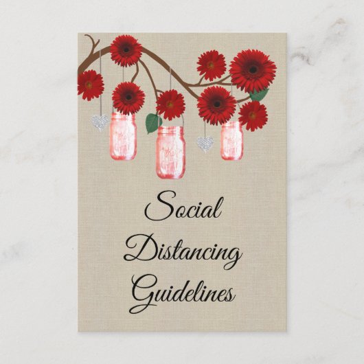 Carte D'accompagnement Mesures de sécurité pour pot Mason à fleurs rouges (Devant)