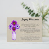 Carte D'accompagnement Mesures de sécurité pour pot Mason à fleurs violet (Debout devant)