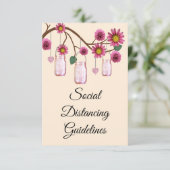 Carte D'accompagnement Mesures de sécurité pour pot Mason aux fleurs rose (Debout devant)