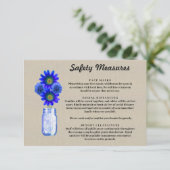 Carte D'accompagnement Mesures de sécurité pour pot Mason fleuri bleu en  (Debout devant)