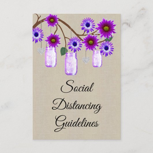 Carte D'accompagnement Mesures de sécurité pour pot Mason fleuri violet e (Devant)