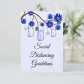 Carte D'accompagnement Mesures de sécurité pour pot Mason Fleurs bleues (Debout devant)