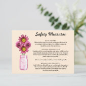 Carte D'accompagnement Mesures de sécurité pour pot Mason Fleurs roses (Debout devant)