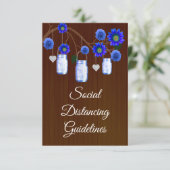 Carte D'accompagnement Mesures de sécurité pour pot Mason floral bleu rou (Debout devant)