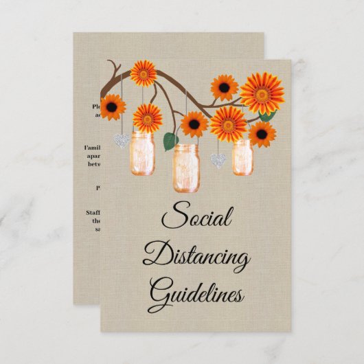 Carte D'accompagnement Mesures de sécurité pour pot Mason floral orange e (Devant / Derrière)