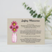 Carte D'accompagnement Mesures de sécurité pour pot Mason floral rose en (Debout devant)