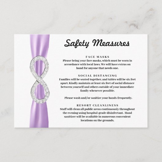 Carte D'accompagnement Mesures de sécurité Purple Ribbon Diamond Infinity (Devant)