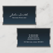 Carte D'accompagnement Métal encadré bleu marine Psychologue inscrit (Devant / Derrière)