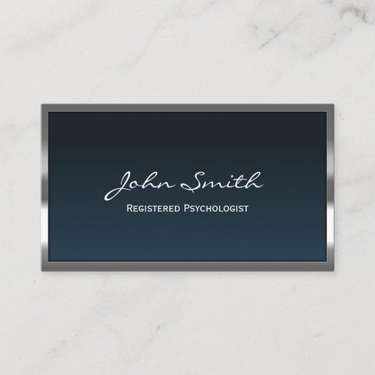 Carte D'accompagnement Métal encadré bleu marine Psychologue inscrit (Devant)