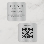 Carte D'accompagnement Métal métal QR Code Mariage RSVP (Devant / Derrière)