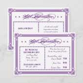 Carte D'accompagnement Metallic Purple & Gold Information de l'hôtel (Devant / Derrière)