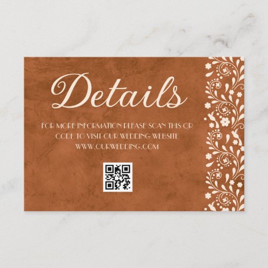 Carte D'accompagnement Mexican Floral Wedding Details QR code (Devant)