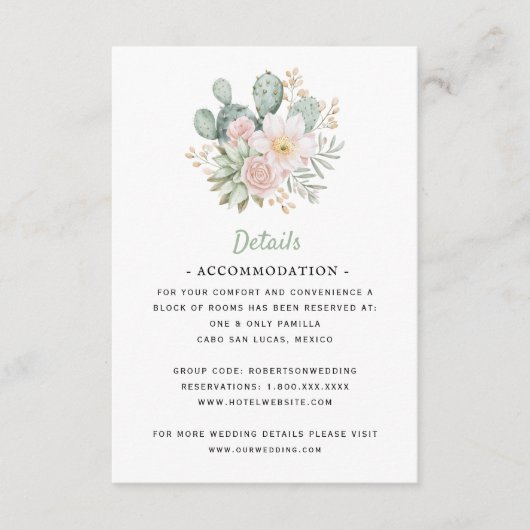 Carte D'accompagnement Mexico Destination | Blooming Cactus | Details (Devant)