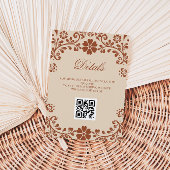 Carte D'accompagnement Mexique Art Beige Mariage QR Détails