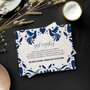 Carte D'accompagnement Mexique Otomi bleu Floral Élégant Mariage Fiesta